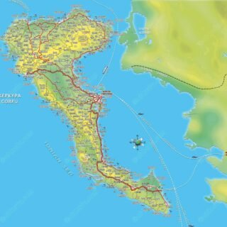 Zweisprachige Karte von Korfu mit Englischen Namen