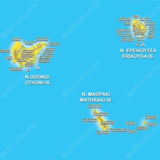 Karte der Diapontia: Othonoi, Mathraki, Ereikousa Inseln