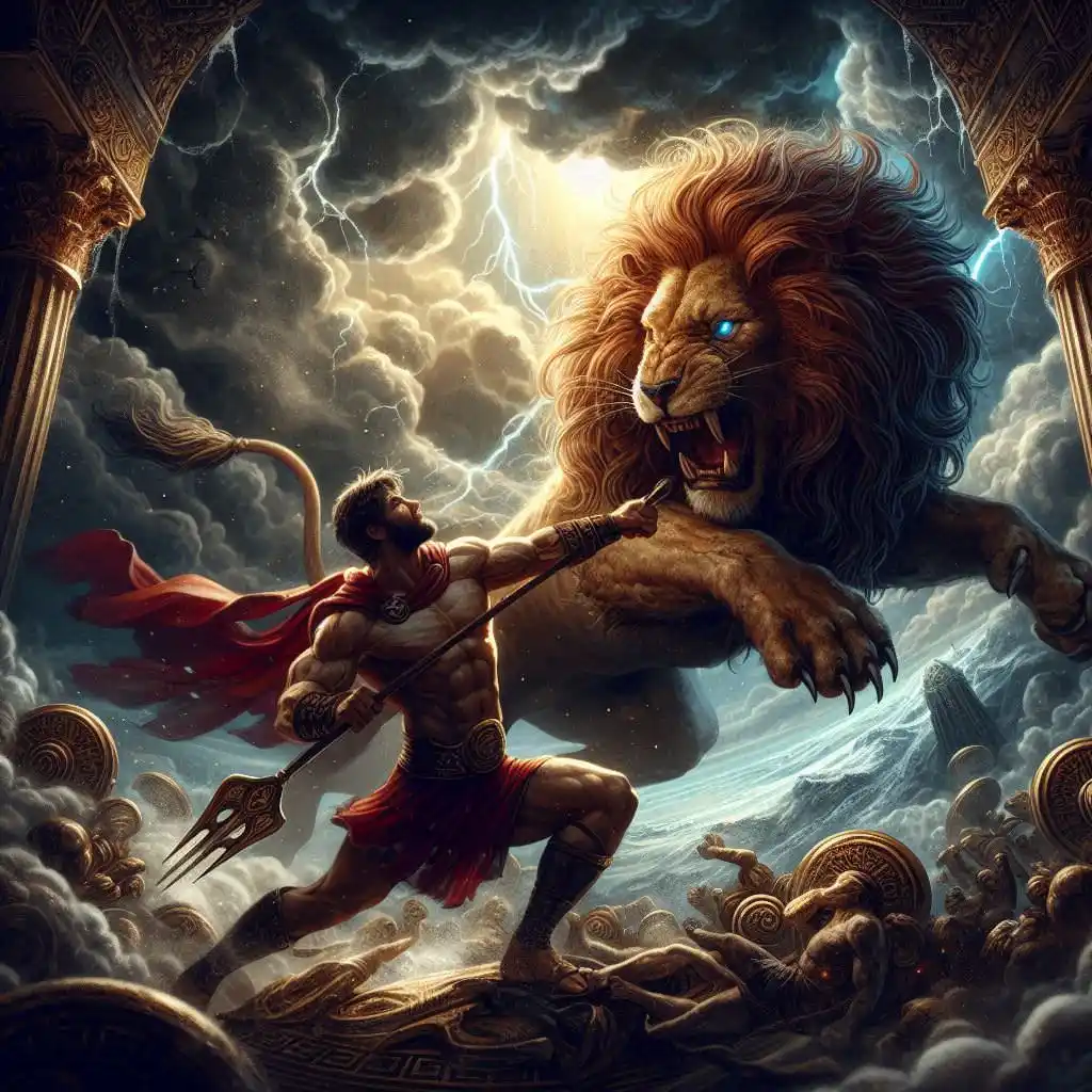 Hercules fighting the Nemean Lion