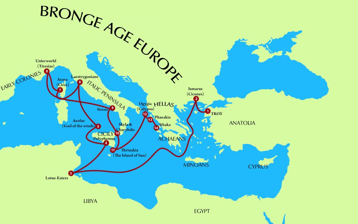 Die Irrfahrten des Odysseus (Hypothetische Karte)