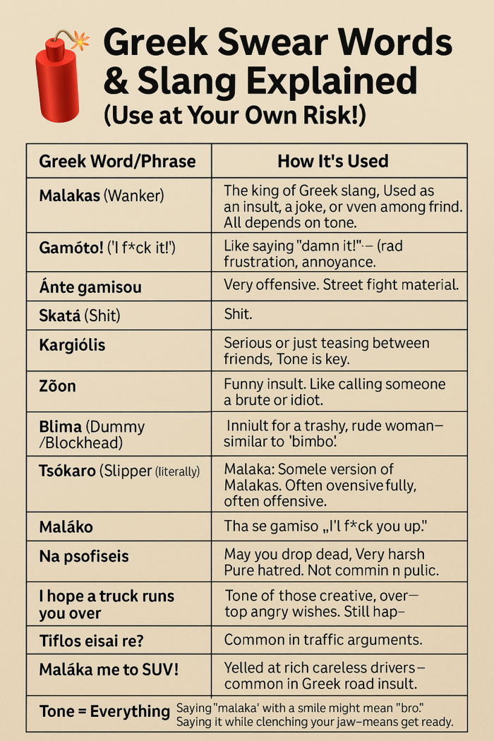 Griechische Schimpfwörter – Infografik