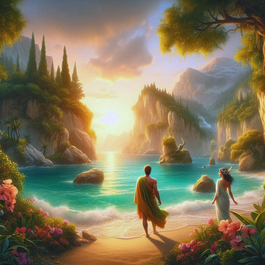 Odysseus auf der Insel Ogygia bei der Nymphe Kalypso