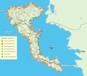 Χάρτης παραλιών της Κέρκυρας ανά τύπο