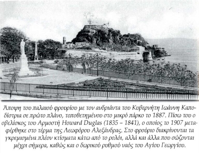 Άγαλμα Καποδίστρια και πίσω το παλιό φρούριο