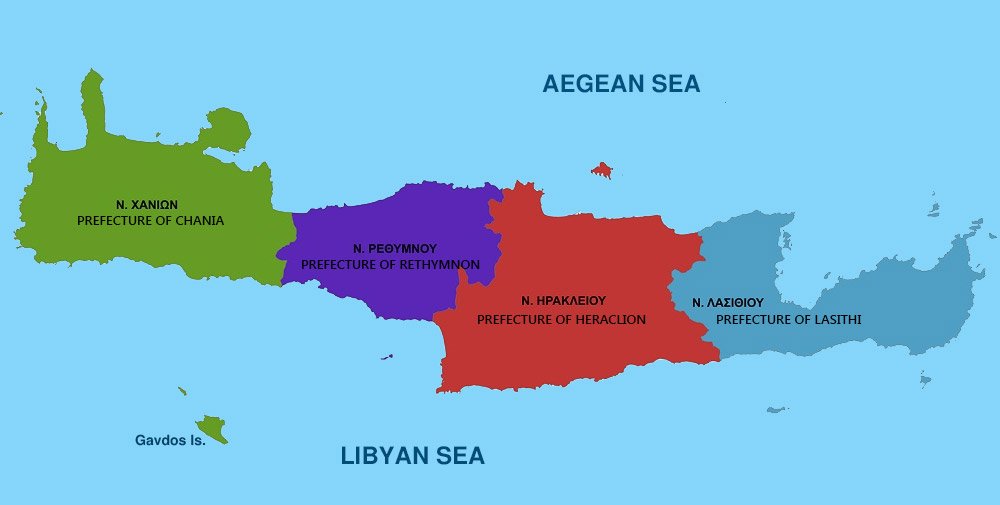 Διοικητικός χάρτης Κρήτης