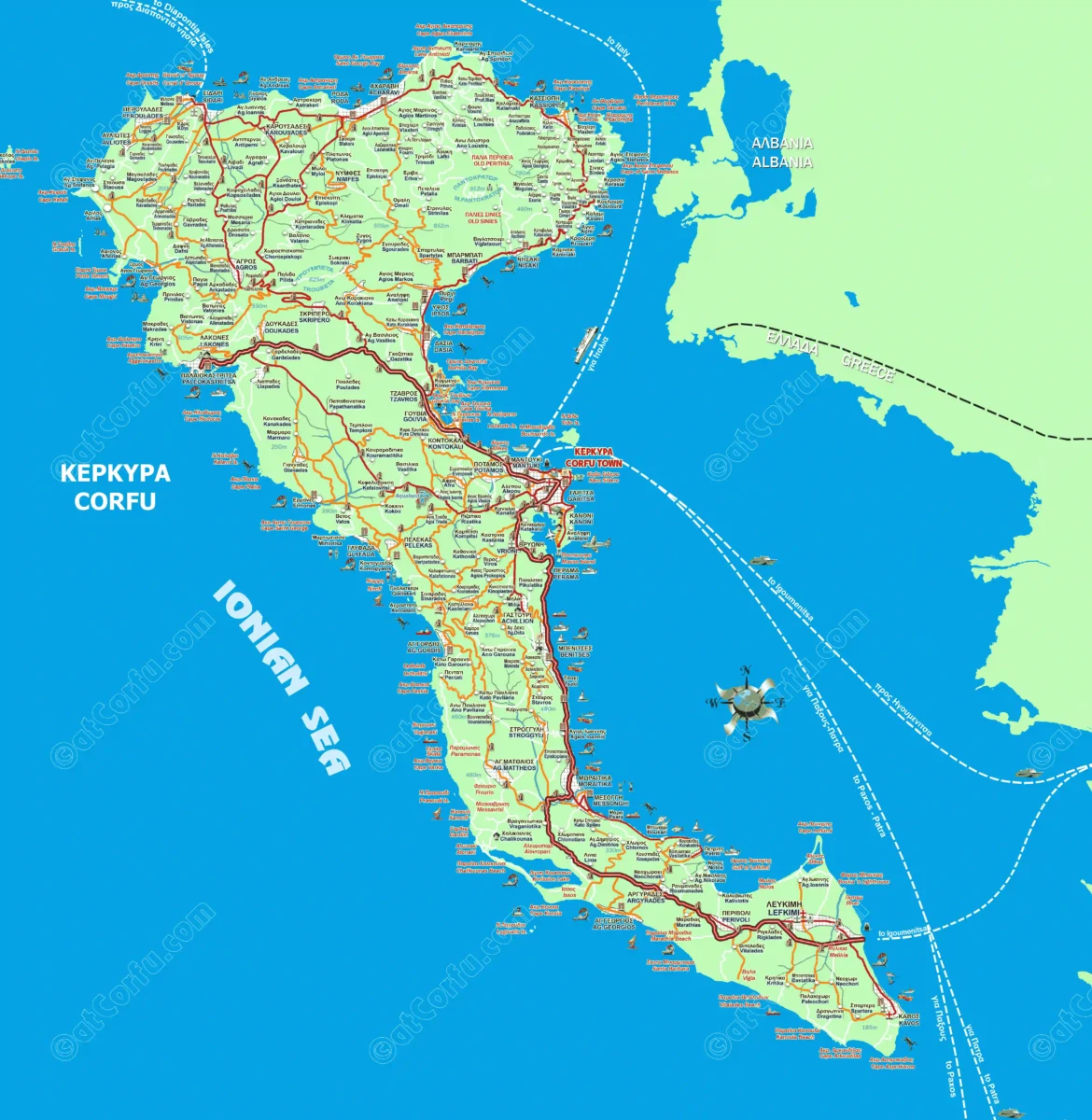 Κέρκυρα χάρτης σε υψηλή ανάλυση