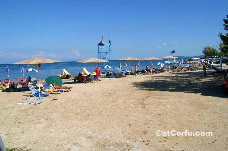 Benitses Beach in the port