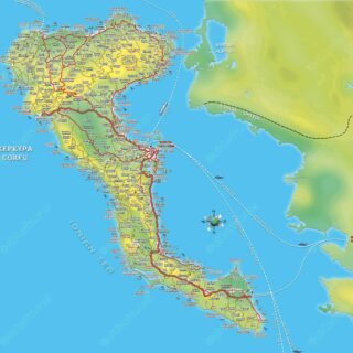 Corfu Island Large Road Map