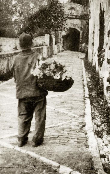 Benitses - boy carrying flowers at San Stefano house-1920