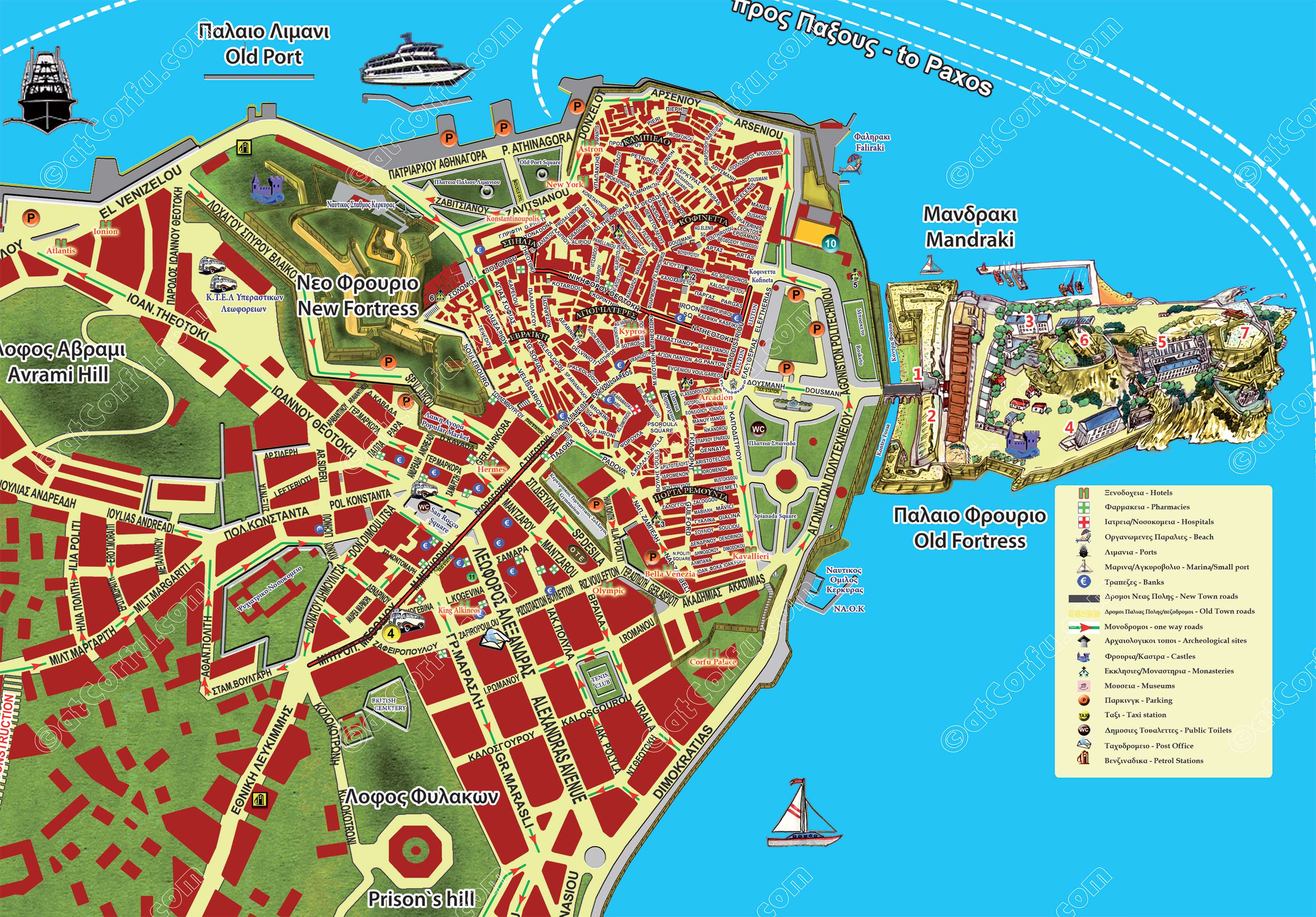 tourist map corfu town