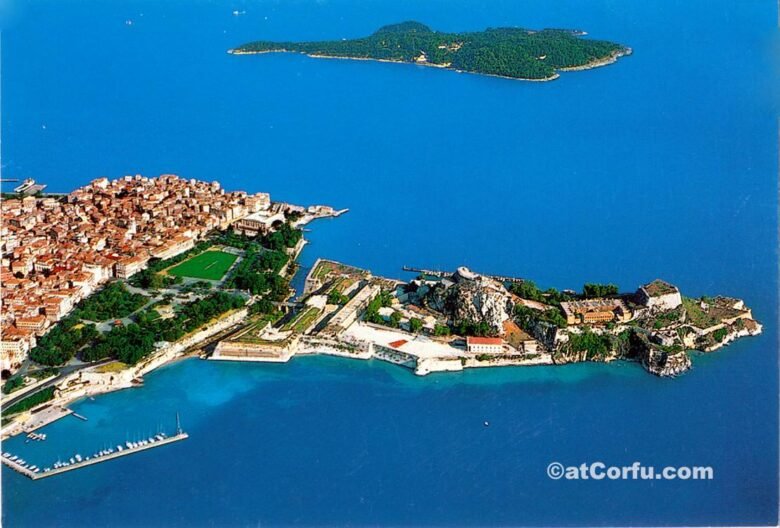 Corfu old fortress and Vido island