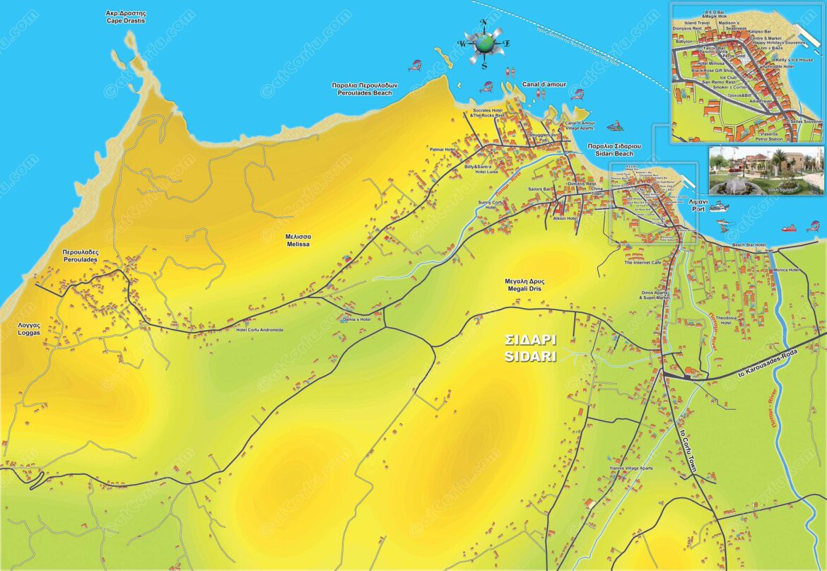 A Large Map of Corfu Town - AtCorfu Travel Guide