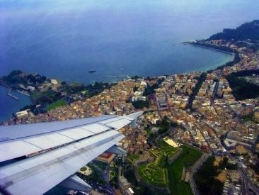 Corfu town from plane