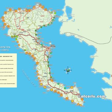 Corfu Beaches by type map