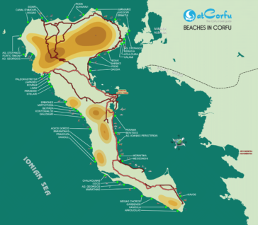 The Best Beaches in Corfu on a map