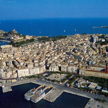 Corfu town from plane