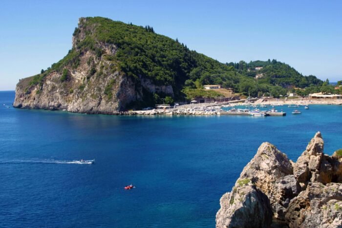 Palaiokastritsa Alipa port from Platakia Beach
