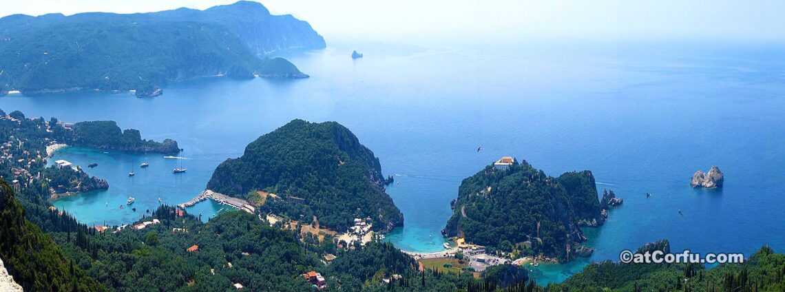 Paleokastritsa view from Lakones mountain village