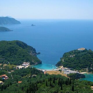 Paleokastritsa view from Lakones mountain village