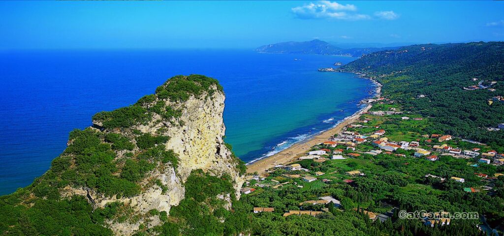 St Gordis sandy beach at west Corfu