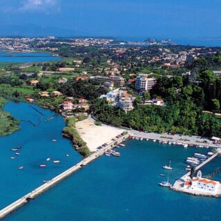 The airport of Corfu behind Mouse island