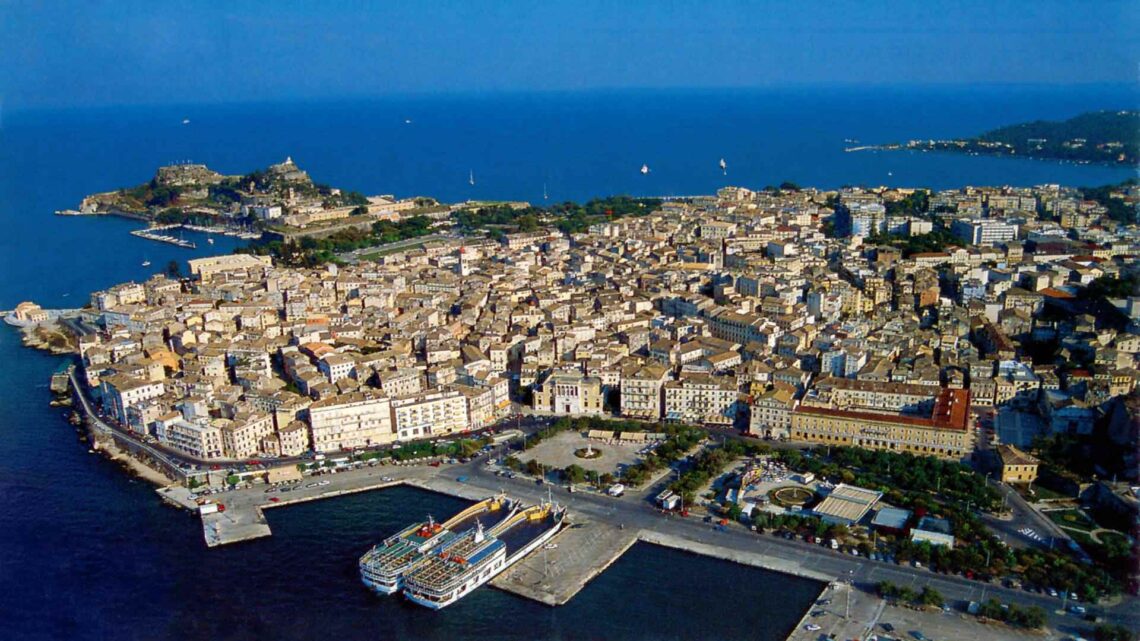 Corfu: An aerial photo of the town