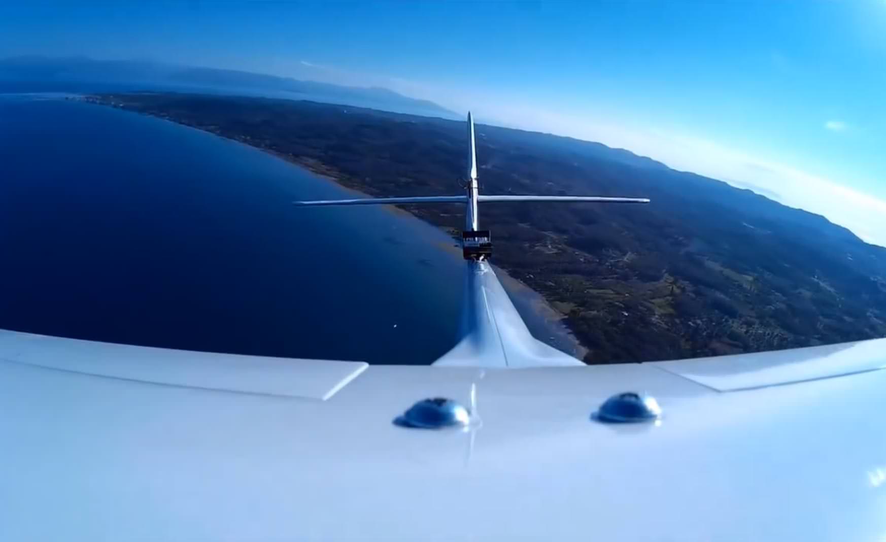 Glider Flying Over Southeast Corfu AtCorfu