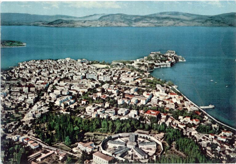 Old Corfu town from plane