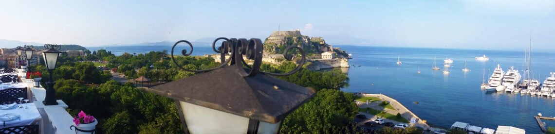 Corfu Old town: Esplanade square from Cavalieri hotel's roof Corfu Old town: Esplanade square from Cavalieri hotel's roof