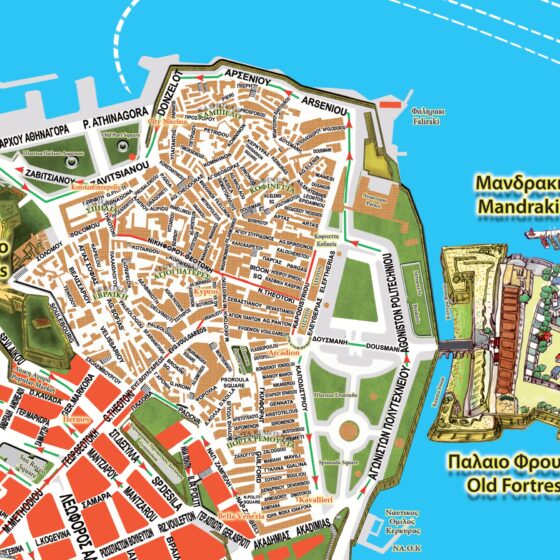 Old Corfu part town map