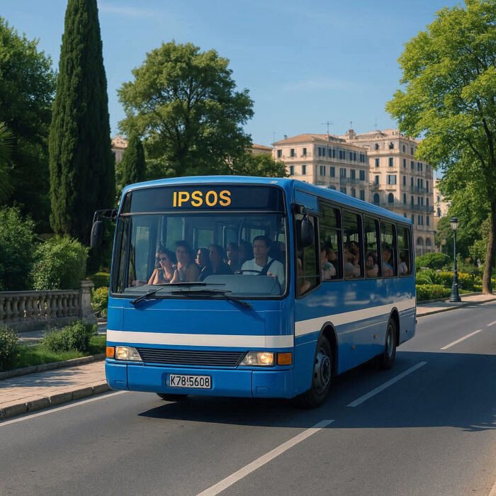 Blue bus in corfu