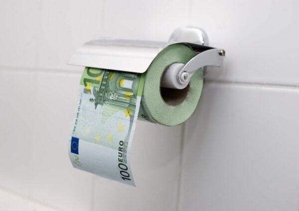money for toilet paper