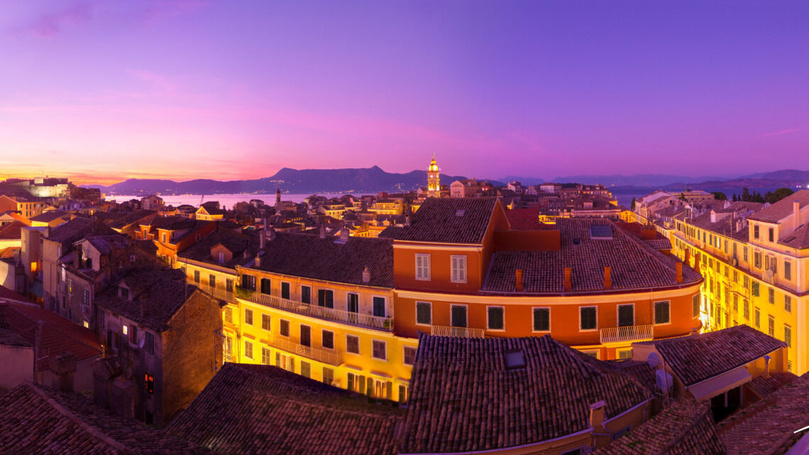 Corfu old town at night