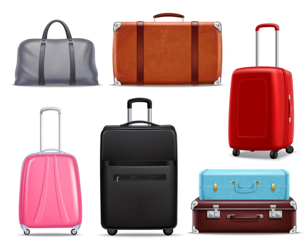 Business and family vacation travel luggage with handbag