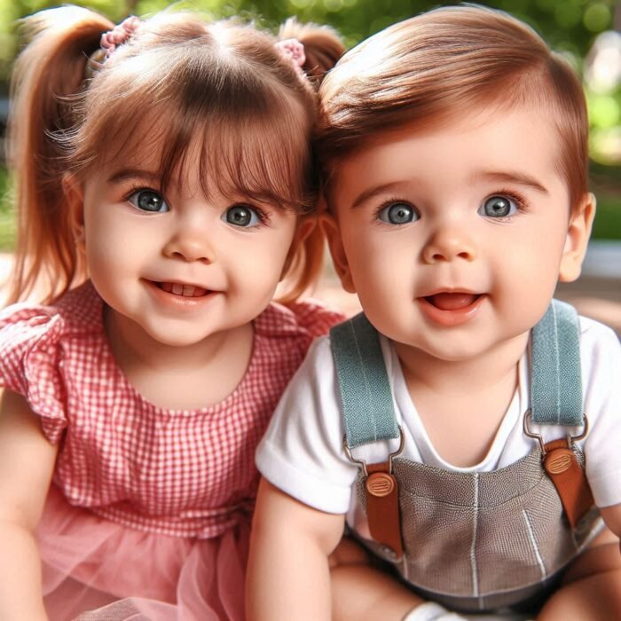 Two babies smile
