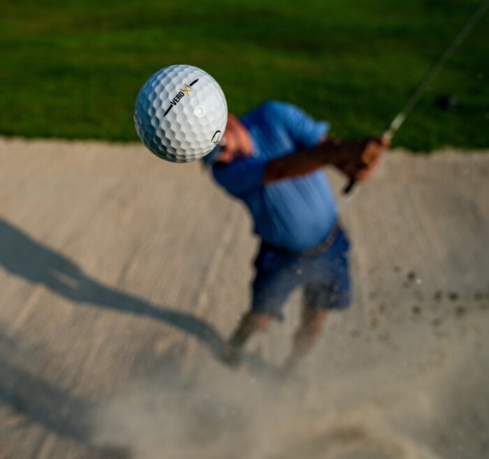 A golfer in action at Corfu golf club