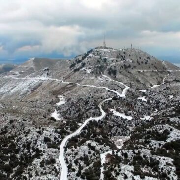 Pantokrator mountain with snow