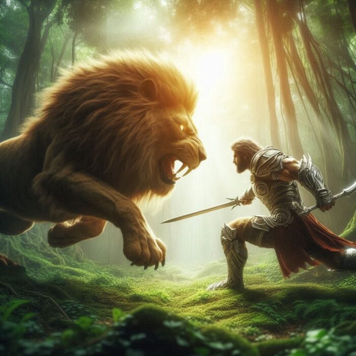 Hercules fighting the Nemean lion