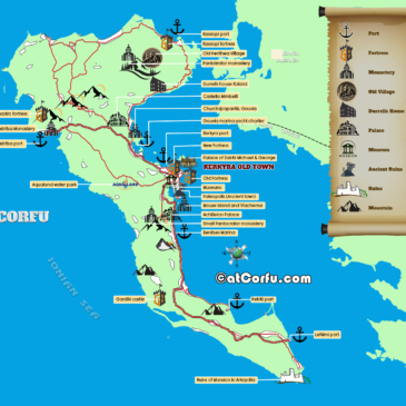 Map with attractions and Things to Do in Corfu