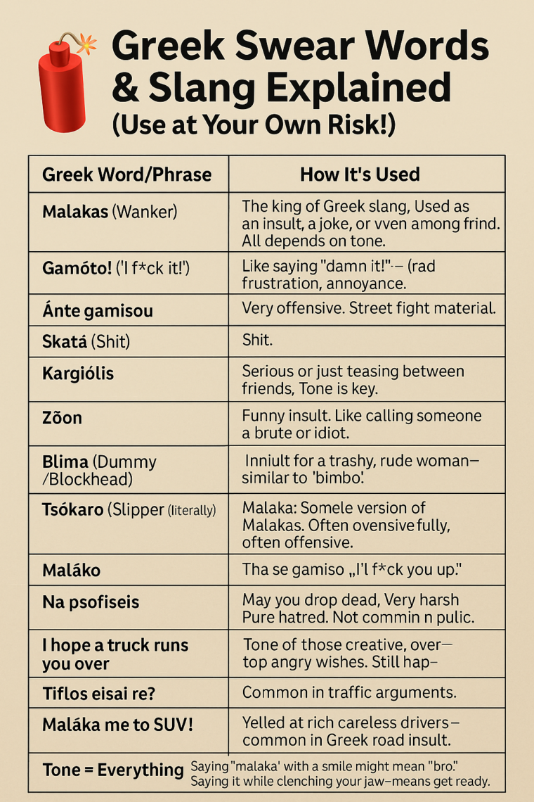 Greek Swear Words - Infographic