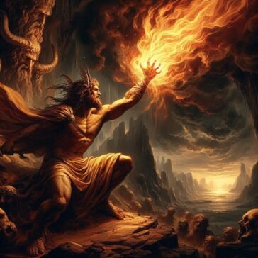 Prometheus stealing fire from the gods