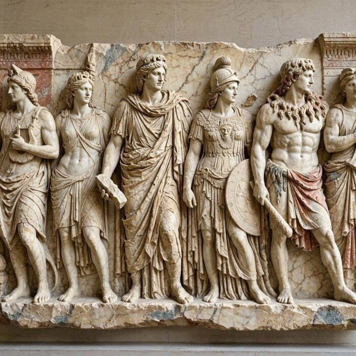 A classical scene with gods and heroes