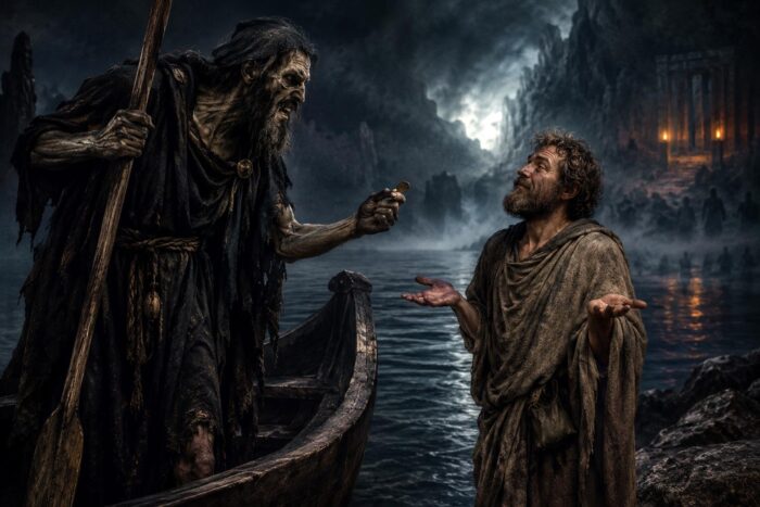 Menipus says to Charon: You cannot take from one who has nothing.