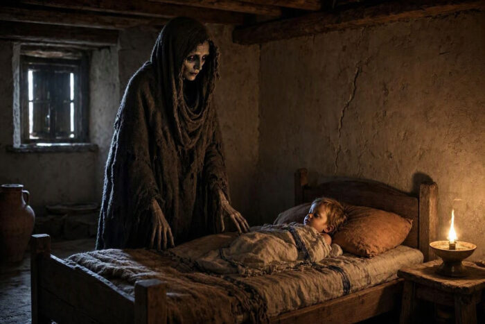 Mormo at a child's bedside